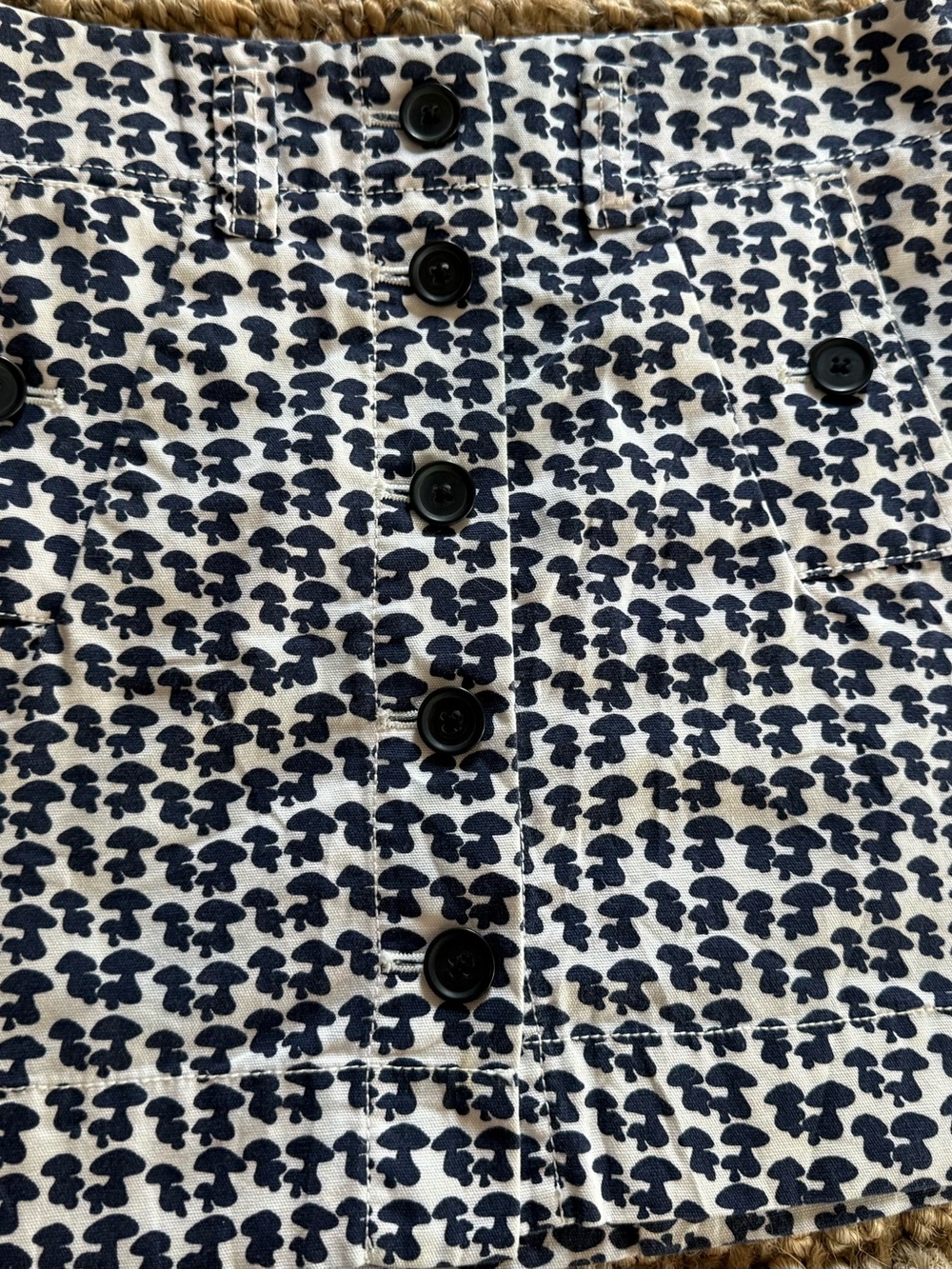 J. Crew Navy and White Printed Mini Skirt